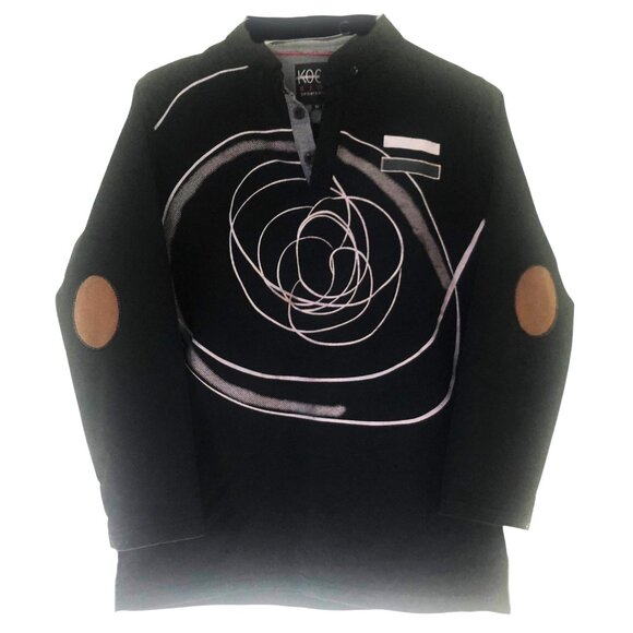 KOOL KIDS Sportswear Abstract Graphic Black Long Sleeve Shirt Boys Sz 16 - Picture 2 of 5